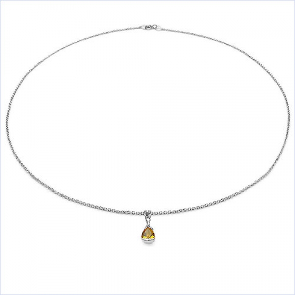 Collier/Kette mit Citrin-Anhänger 925 Silber-0,84 Karat