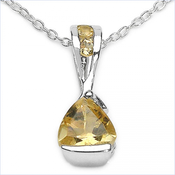 Collier/Kette mit Citrin-Anhänger 925 Silber-0,84 Karat