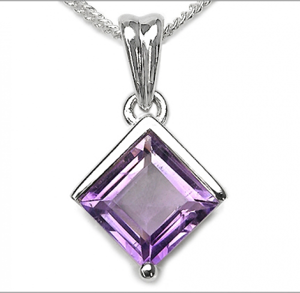 Collier/Kette mit Amethyst-Anhänger 925 Silber/Rhodin.-1,50 Karat