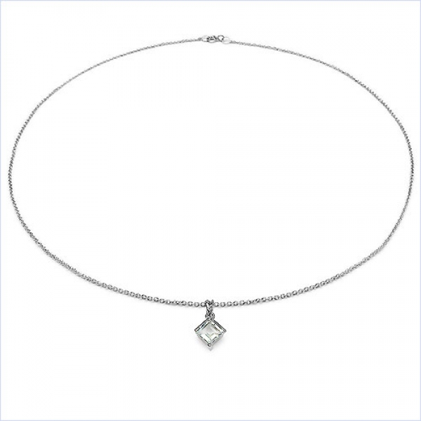 Collier/Kette mit Peridot-Anhänger 925 Silber/Rhodiniert-1,50Karat