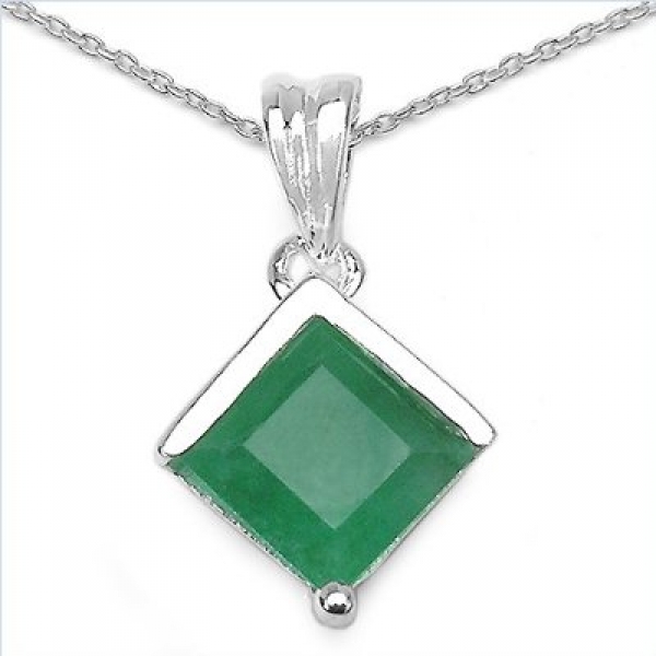 Collier/Kette mit Smaragd-Anhänger 925Silber/Rhodiniert-1,60 Karat