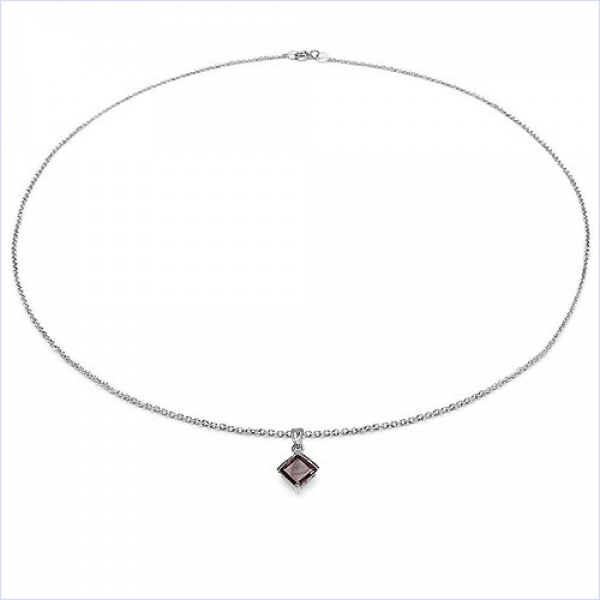 Collier/Kette mit Granat-Anhänger 925 Silber/Rhodin.-1,75Karat