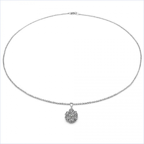 Collier/ Halskette mit 6Diamanten,1Blautopas im Herzen-Anhänger