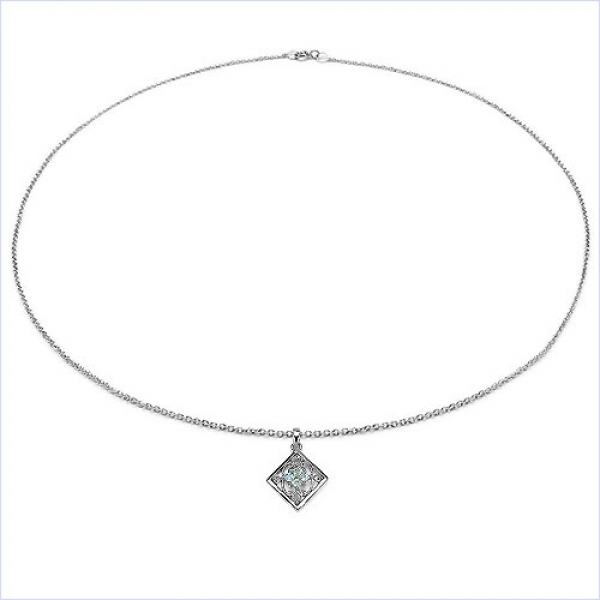 Collier/Kette mit Blautopas-Anhänger 925-Silber Rhodin.-0,72 Karat