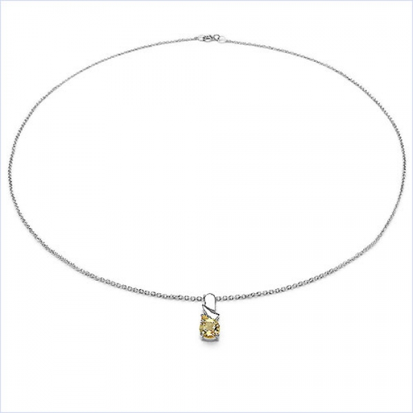 Collier/Kette Anhänger mit Citrin 925 Silber-Rhodiniert-0,52 Karat