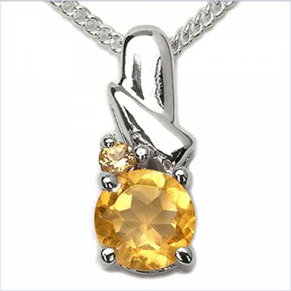 Collier/Kette Anhänger mit Citrin 925 Silber-Rhodiniert-0,52 Karat
