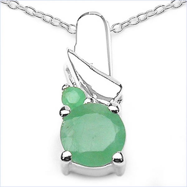 Collier/Kette Anhänger mit Smaragd-925Silber-Rhodiniert-0,52 Karat