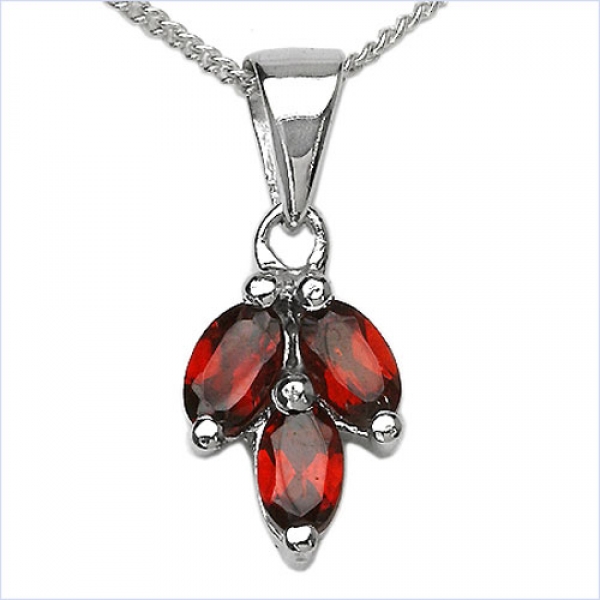 Collier/Halskette m.Granat Anhänger 925-Sterling-Silber
