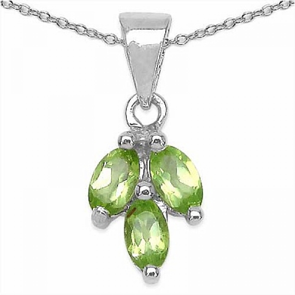 Collier/Halskette m.Peridot-Anhänger 925-Sterling-Silb.-0,81 Karat