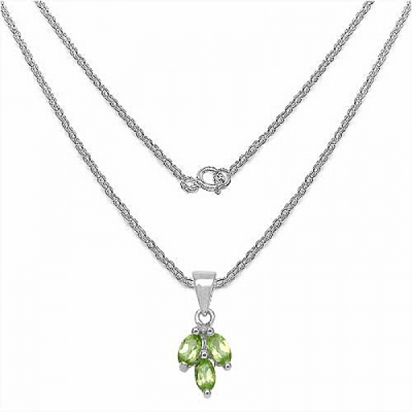 Collier/Halskette m.Peridot-Anhänger 925-Sterling-Silb.-0,81 Karat