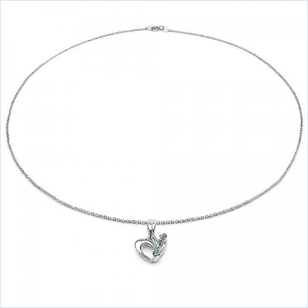 Collier/Kette Anhänger mit Blautopas-925Silber-Rhodiniert-0,30 Karat