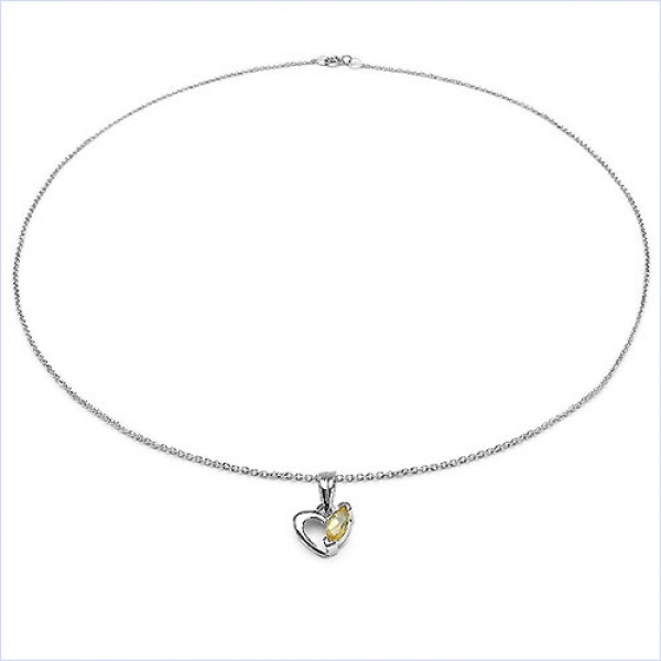 Collier/Kette Anhänger mit Citrin-925Silber-Rhodiniert-0,25 Karat