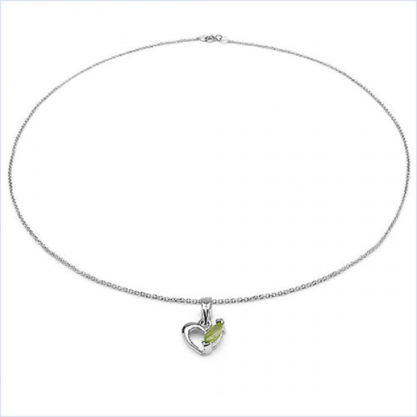 Collier/Kette mit Peridot Herz-Anhänger 925 Silber Rhodiniert
