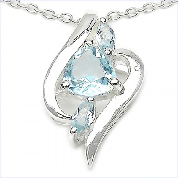 Collier/Kette Anhänger-Blautopas 925 Silber 1,04 Karat