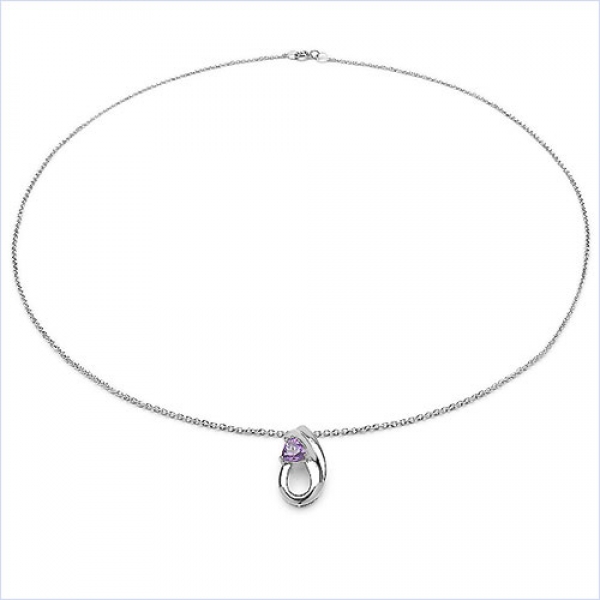 Collier/Kette Anhänger m.Amethyst 925 Silber-Rhodiniert-0,45 Karat