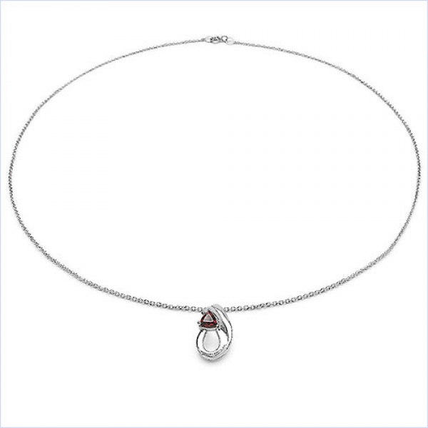 Collier/Kette Anhänger mit Granat-925 Silber-Rhodiniert-0,50 Karat
