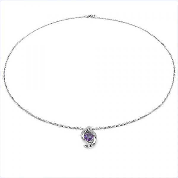 Collier/Kette Anhänger m.Amethyst 925 Silber-Rhodiniert-0,70 Karat