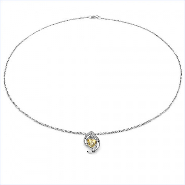 Collier/Kette Anhänger mit Citrin 925 Silber-Rhodiniert-0,70K