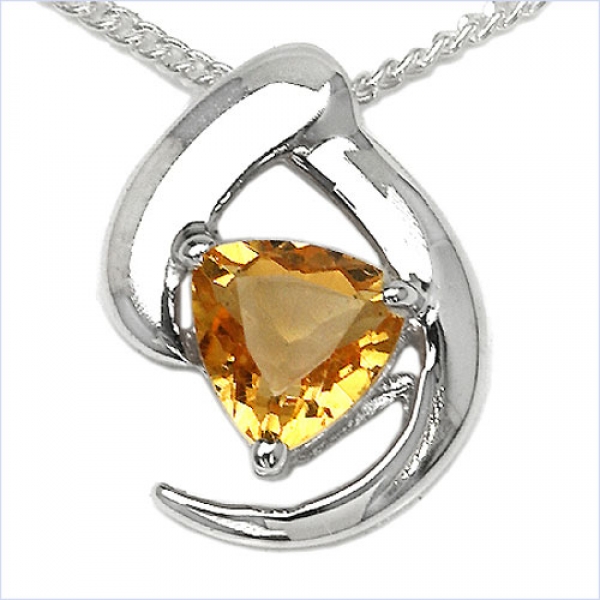 Collier/Kette Anhänger mit Citrin 925 Silber-Rhodiniert-0,70K