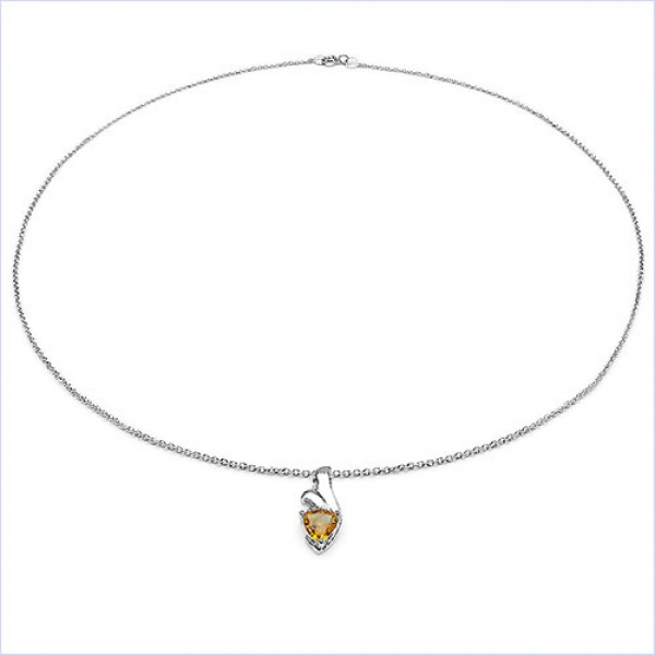 Collier/Kette Anhänger Diamant-Citrin 925 Silber/Rhodiniert