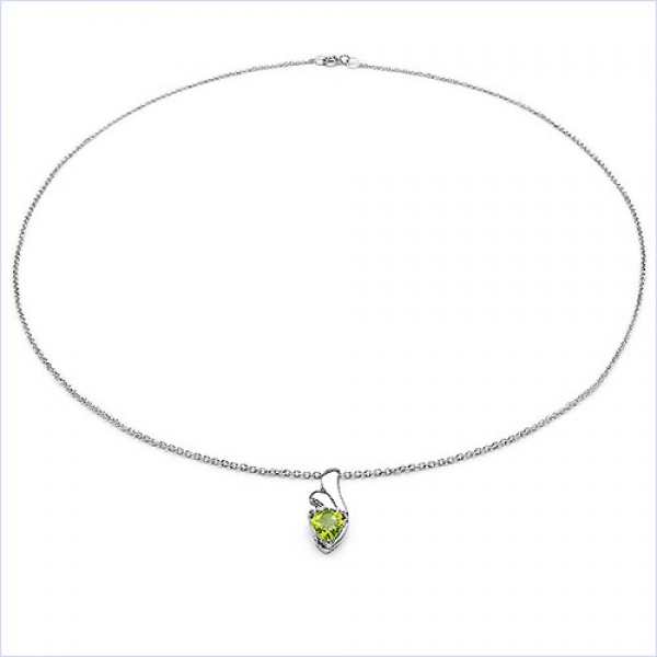 Collier/Kette Anhänger Diamant-Peridot 925 Silber/Rhod.0,71Karat