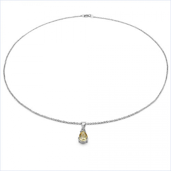 Collier/Kette mit Citrin Tropfen-Anhänger 925-Silber-Rh.-0,75 Karat