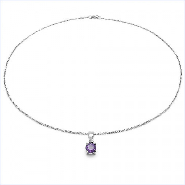 Collier/Kette mit Amethyst-Anhänger 925 Silber/Rhodin.-0,50 Karat
