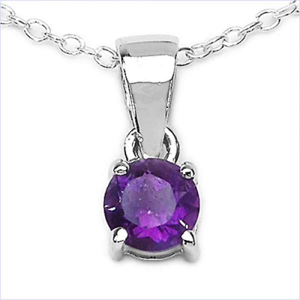 Collier/Kette mit Amethyst-Anhänger 925 Silber/Rhodin.-0,50 Karat