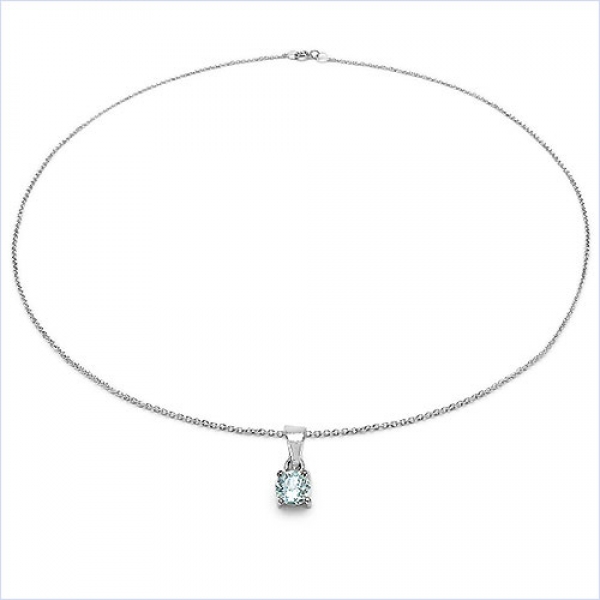 Collier/Kette mit Blautopas-Anhänger 925 Silber/Rhodin.0,60 Karat
