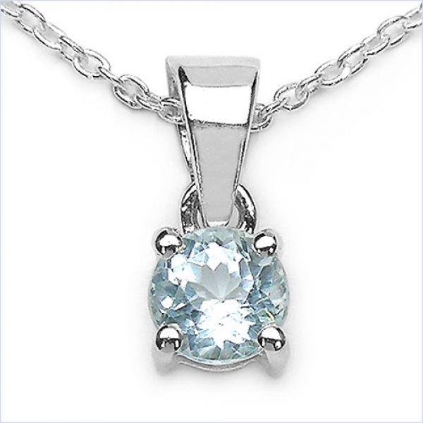Collier/Kette mit Blautopas-Anhänger 925 Silber/Rhodin.0,60 Karat