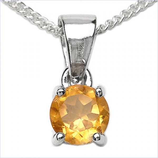Collier/Halskette m.Citrin-Anhänger 925-Sterling-Silber-0,50 Karat