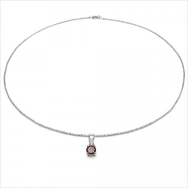 Collier/Kette mit Granat-Anhänger 925 Silber/Rhod.-0,60 Karat