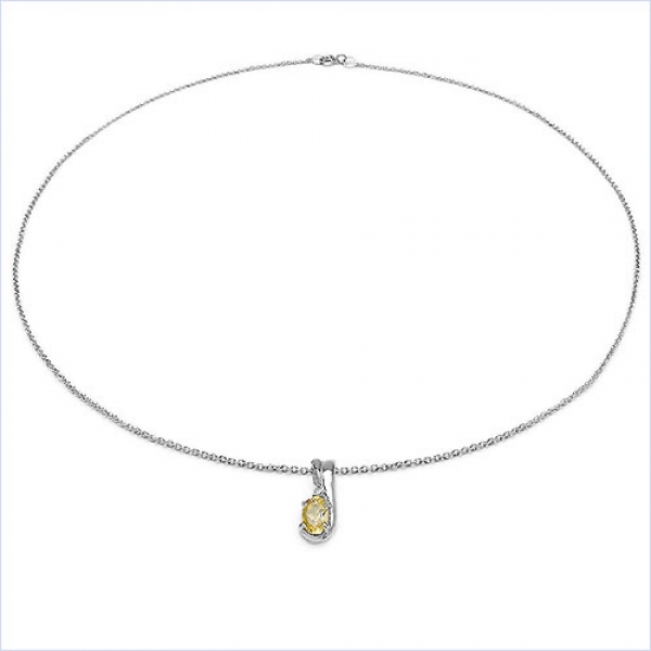 Collier/Kette m. Diamant/Blautopas-Anhänger  925 Silber Rhod.-0,66 Karat