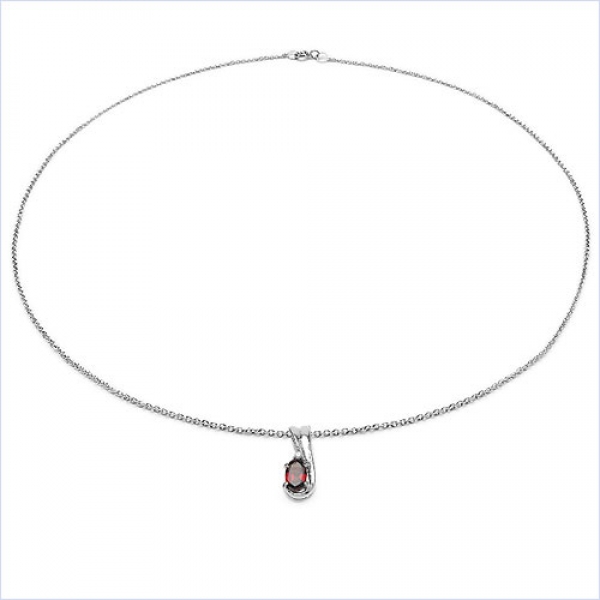 Collier/Kette mit Diamant/Granat-Anhänger 925 Silber Rhod.-0,66 Karat