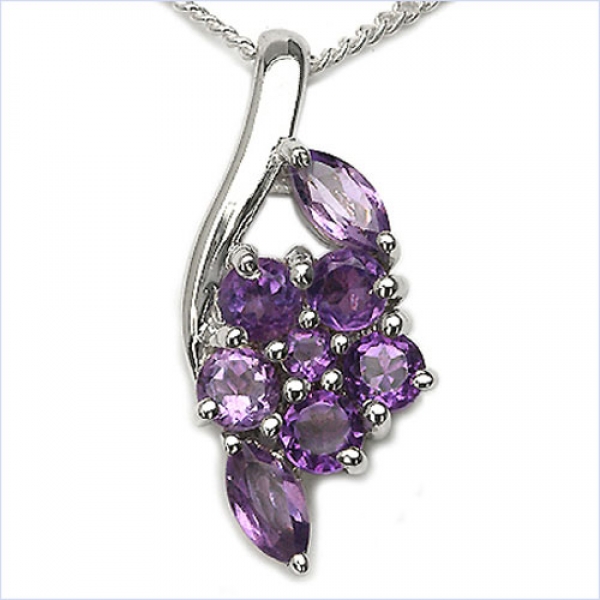 Collier/Kette m.Amethyst-Blumen-Anhänger-925 Silber Rhod.