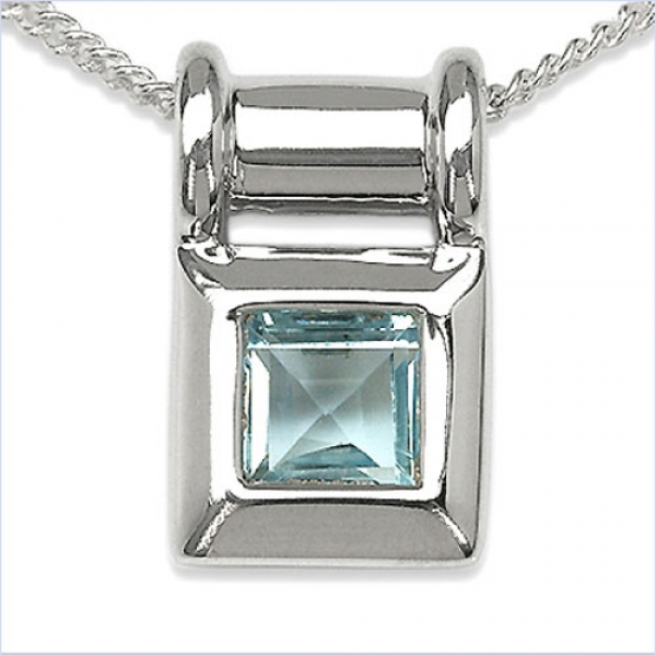Collier/Kette mit Blautopas-Anhänger 925-Silber Rhodiniert-0,75 Karat