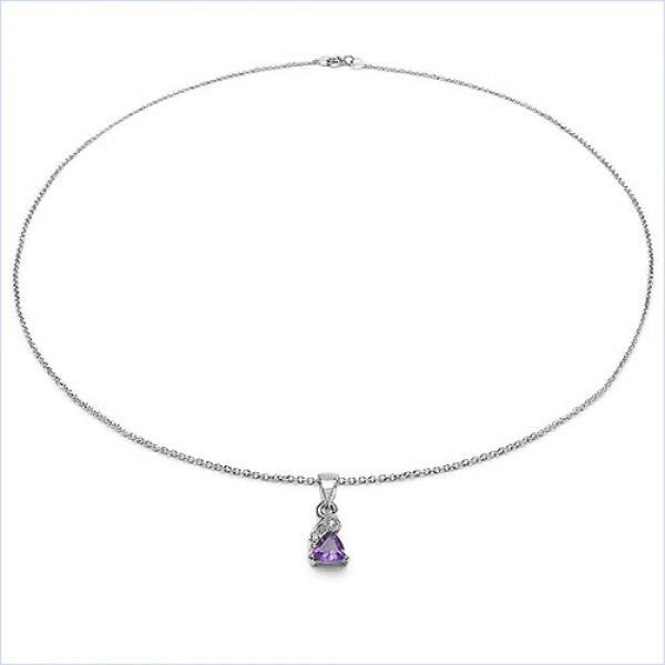 Collier/ Halskette mit 3 Diamanten/Amethyst-Anhänger