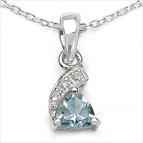 Collier mit Diamant/ Amethyst - Anhänger - 925 Sterling Silber-Rhodiniert