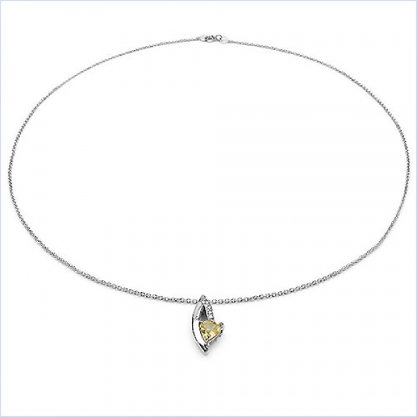 Collier/ Halskette mit 5 Diamanten/Citrin-Anhänger-0,48 Karat