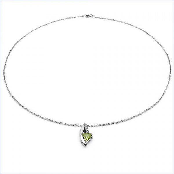 Collier/ Halskette mit 5 Diamanten/Peridot-Anhänger