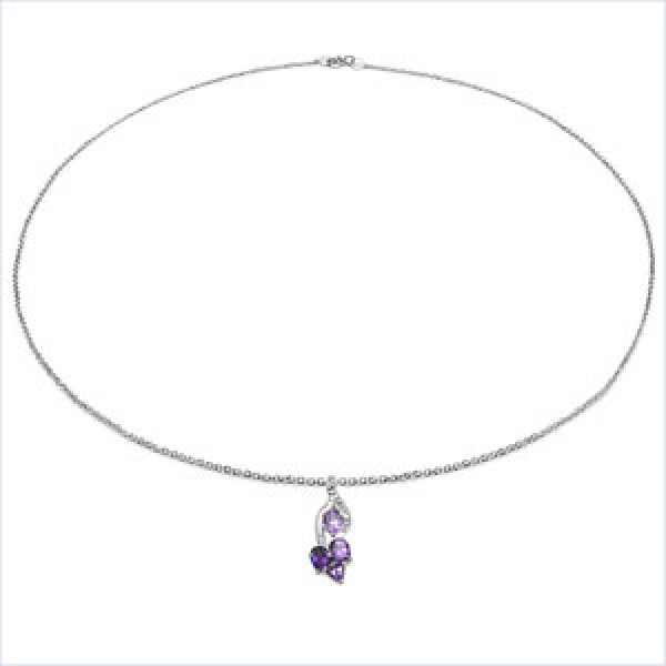 Collier/Kette mit Diamant/Amethyst-Anhänger 925-Silber-1,22 Karat