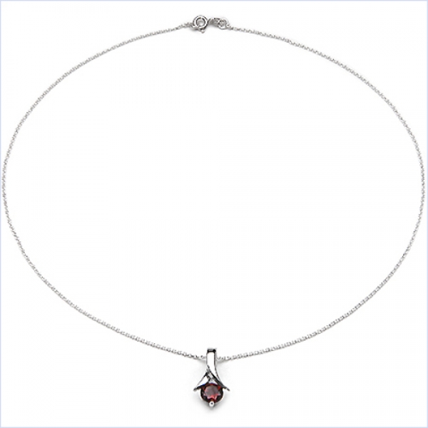 Collier/Halskette m.Granat Anhänger 925-Sterling-Silber-1,10 Karat