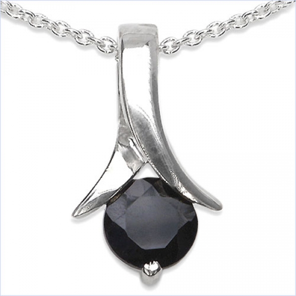 Collier/Halskette Schwarzer Saphir Anhänger-1,10 Karat