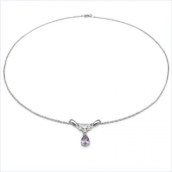 Collier/Kette mit Amethyst u.Weißtopas 925 Sterl.Silber-0,99 Karat