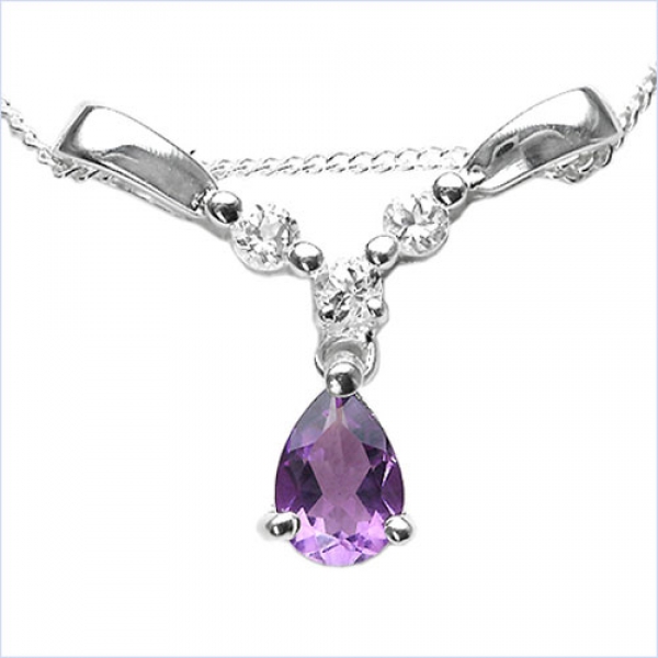 Collier/Kette mit Amethyst u.Weißtopas 925 Sterl.Silber-0,99 Karat