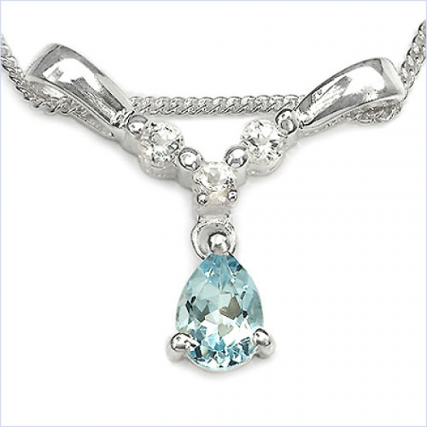 Collier/Kette mit Blautopas u.Weißtopas 925Sterl.Silber-1,09 Karat