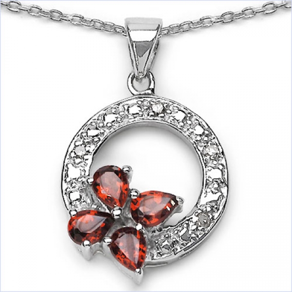 Collier/Halskette-Diamant/ Granat - Anhänger - in 0,84 Karat