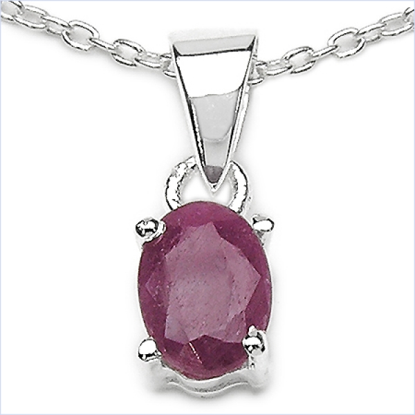 Collier/Kette-Anhänger echter Rubin-Silber-Rhodiniert-1,00 Karat