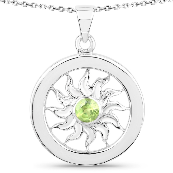 Collier/Halskette 925-Sterling Silber mit Sonne-Anhänger/Peridot 1,10 Karat