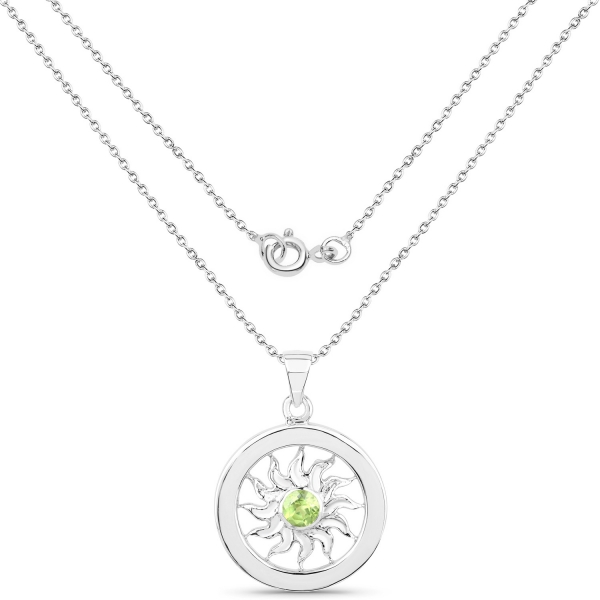 Collier/Halskette 925-Sterling Silber mit Sonne-Anhänger/Peridot 1,10 Karat